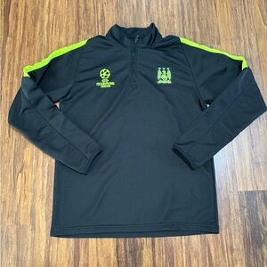 Manchester City UEFA Champions League Black Yellow Soccer Jacket Quarter Zip